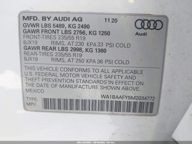 WA1BAAFY5M2034772 Audi Q5
