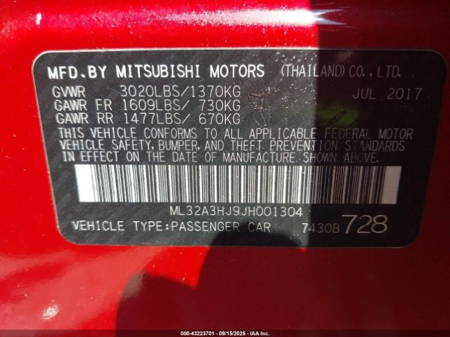 2018 MITSUBISHI MIRAGE ML32A3HJ9JH001304 Photo 8