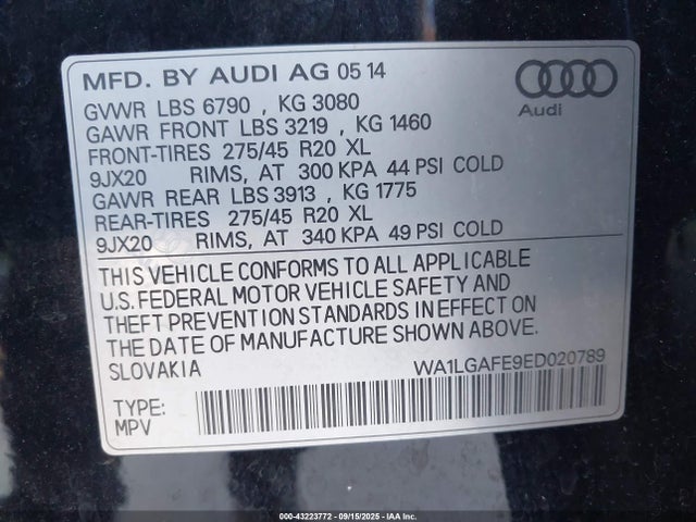 2014 AUDI Q7 WA1LGAFE9ED020789 Photo 8