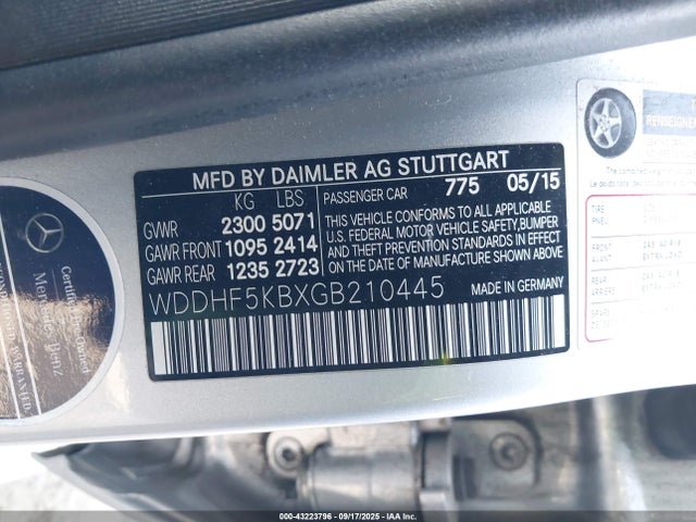 WDDHF5KBXGB210445 Mercedes-Benz 2016