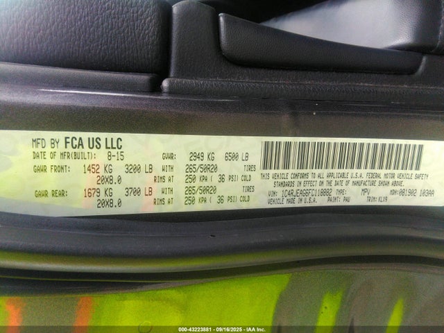 1C4RJEAG6FC118882 Jeep Grand Cherokee