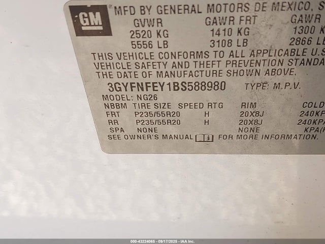 2011 CADILLAC SRX 3GYFNFEY1BS588980 Photo 8
