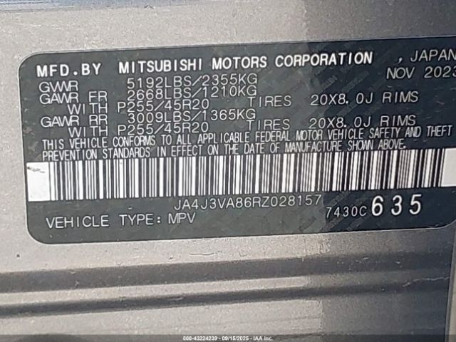 2024 MITSUBISHI OUTLANDER JA4J3VA86RZ028157 Photo 8
