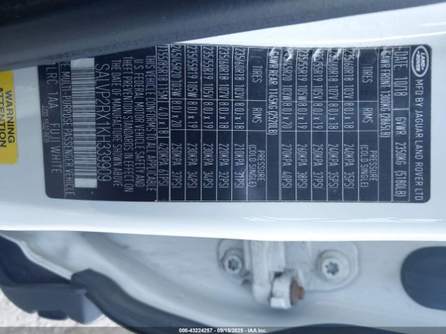 2019 LAND ROVER RANGE ROVER EVOQUE SALVP2RX1KH339909 Photo 8