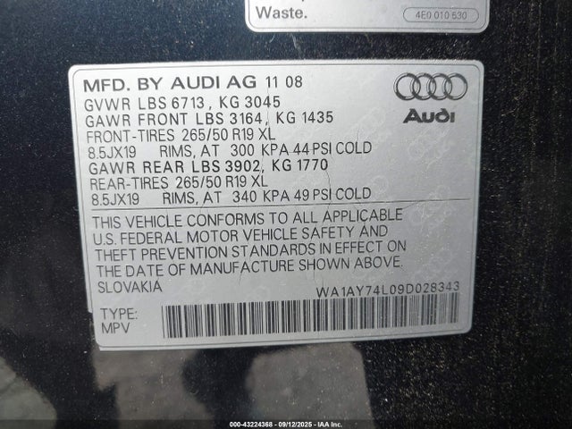 2009 AUDI Q7 WA1AY74L09D028343 Photo 8