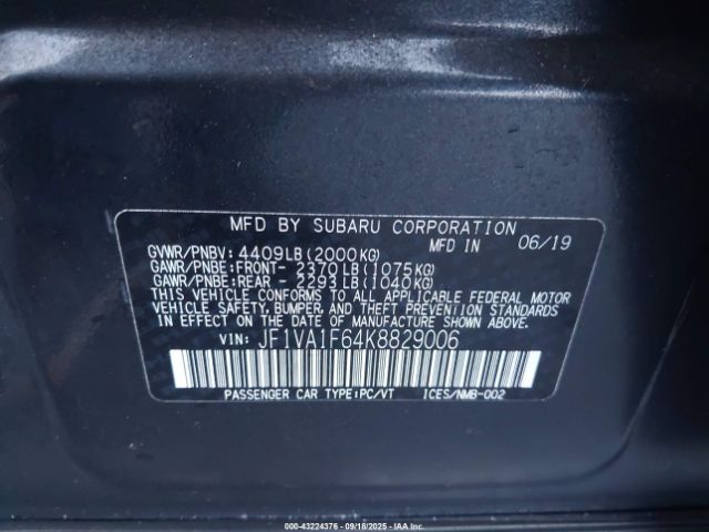 2019 SUBARU WRX JF1VA1F64K8829006 Photo 8