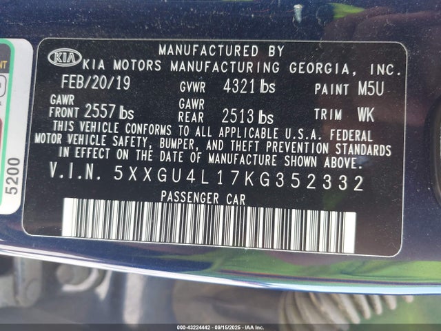 5XXGU4L17KG352332 KIA t-gdi