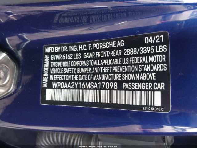 2021 PORSCHE TAYCAN WP0AA2Y16MSA17098 Photo 8