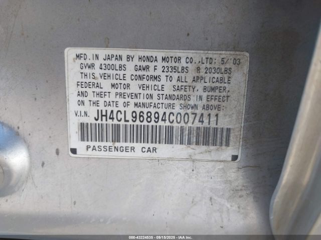 2004 ACURA TSX JH4CL96894C007411 Photo 8