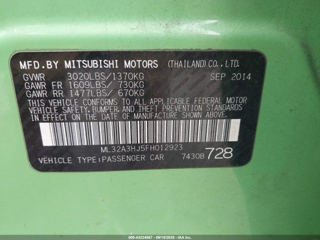 2015 MITSUBISHI MIRAGE ML32A3HJ5FH012923 Photo 8