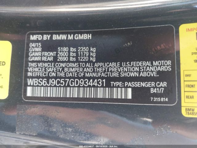 2016 BMW M6 WBS6J9C57GD934431 Photo 8