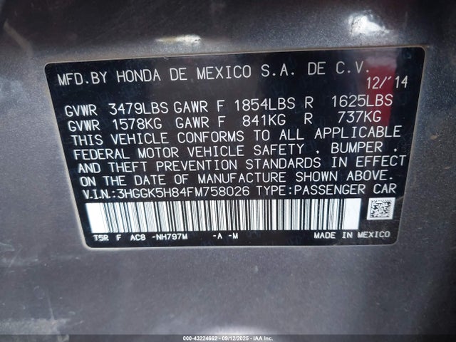 3HGGK5H84FM758026 Honda l15b1