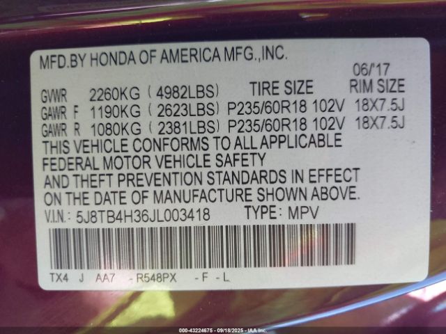 2018 ACURA RDX 5J8TB4H36JL003418 Photo 8