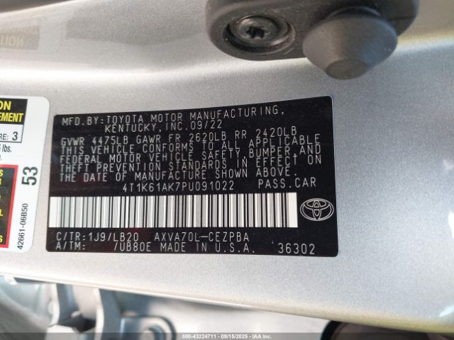 2023 TOYOTA CAMRY 4T1K61AK7PU091022 Photo 8