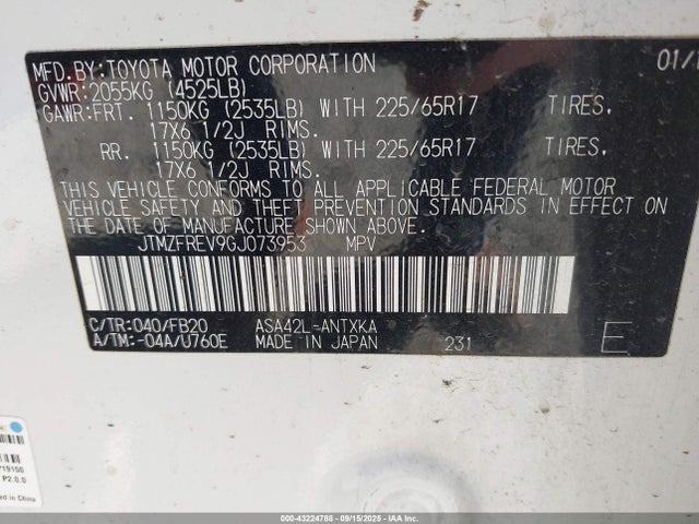 JTMZFREV9GJ073953 Toyota 2ar-fe