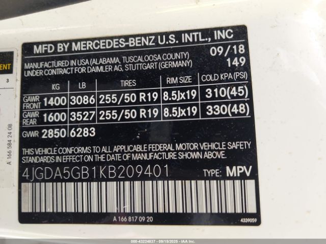 2019 MERCEDES-BENZ GLE 400 4JGDA5GB1KB209401 Photo 8