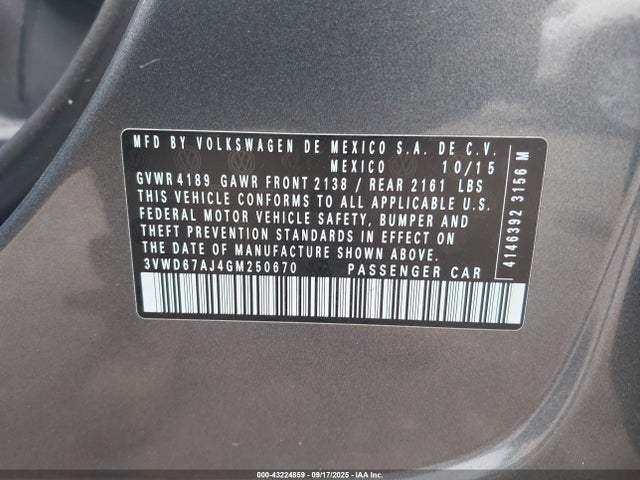 3VWD67AJ4GM250670 Volkswagen 1.4t