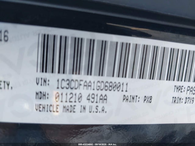 1C3CDFAA1GD680011 Dodge 2016