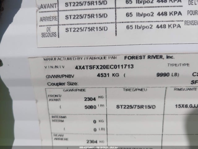4X4TSFX20EC011713 Forest River Stealth Towables