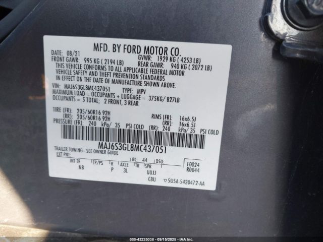 2021 FORD ECOSPORT MAJ6S3GL8MC437051 Photo 8
