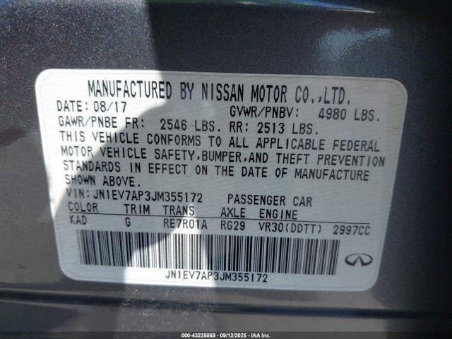 Infiniti Q50 2018 JN1EV7AP3JM355172 Image 9