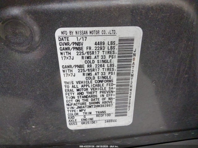Nissan 2017 2017 JN8AT2MT2HW392987 Image 9