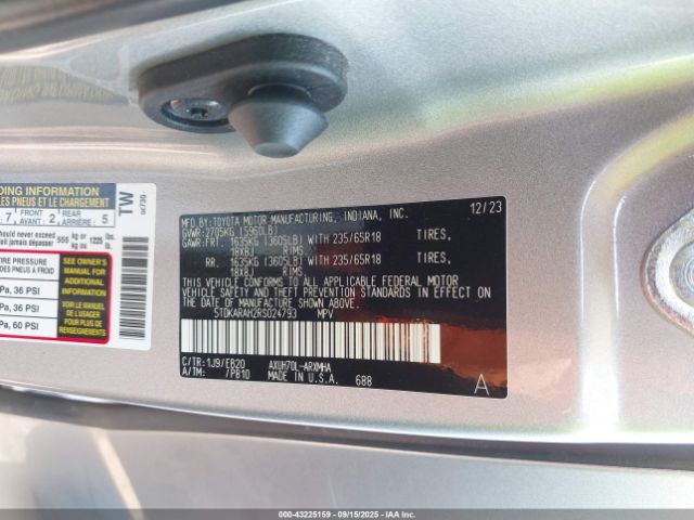 2024 TOYOTA HIGHLANDER HYBRID 5TDKARAH2RS024793 Photo 8