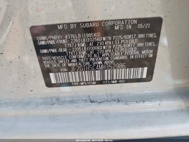 Subaru na 2021 JF2GTHSC4MH352986 Image 9