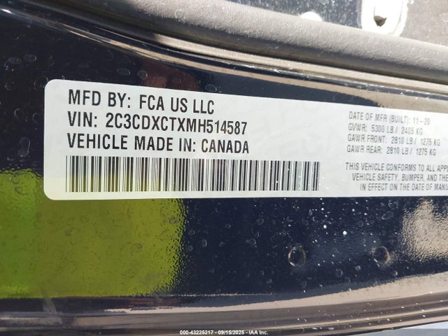 Aukcja sprzedaży 2021 Dodge Charger R/t Rwd, vin: 2C3CDXCTXMH514587, numer aukcji: 43225217