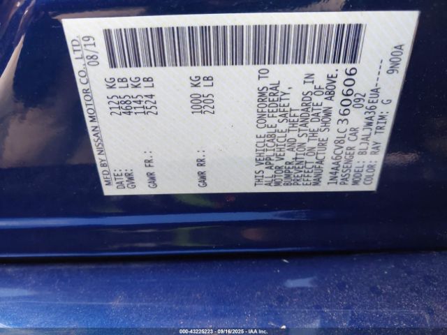 2020 NISSAN MAXIMA 1N4AA6CV8LC360606 Photo 8