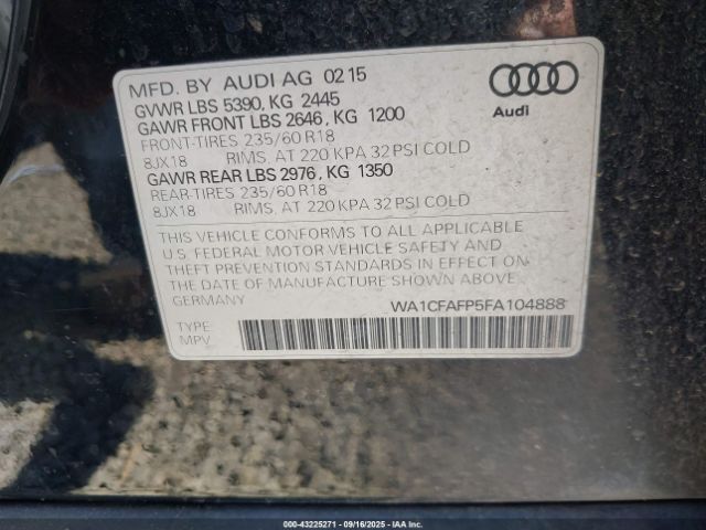 2015 AUDI Q5 WA1CFAFP5FA104888 Photo 8