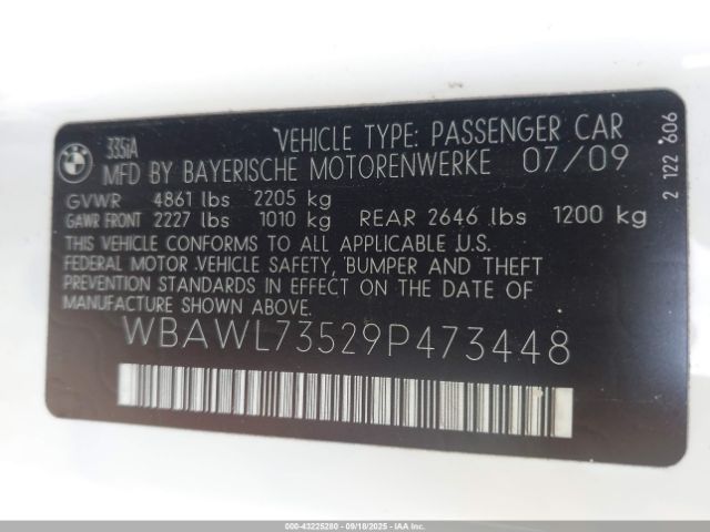 2009 BMW 335I WBAWL73529P473448 Photo 8