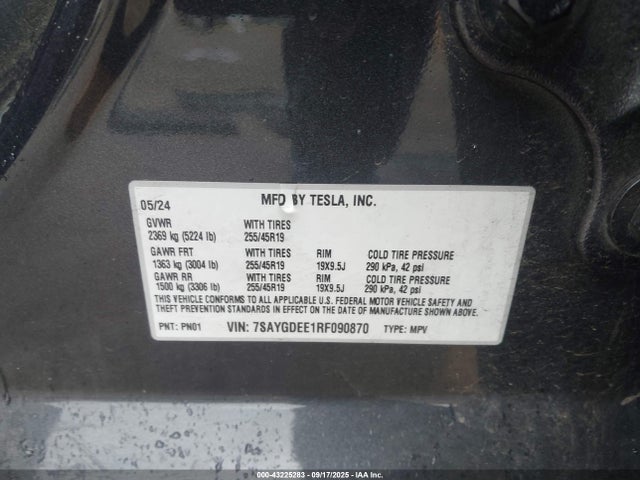 2024 TESLA MODEL Y 7SAYGDEE1RF090870 Photo 8