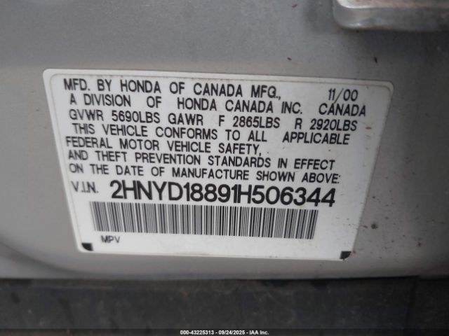 2001 ACURA MDX 2HNYD18891H506344 Photo 8