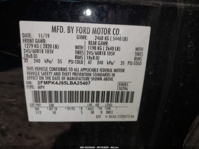 2020 FORD EDGE 2FMPK4J95LBA25407 Photo 8