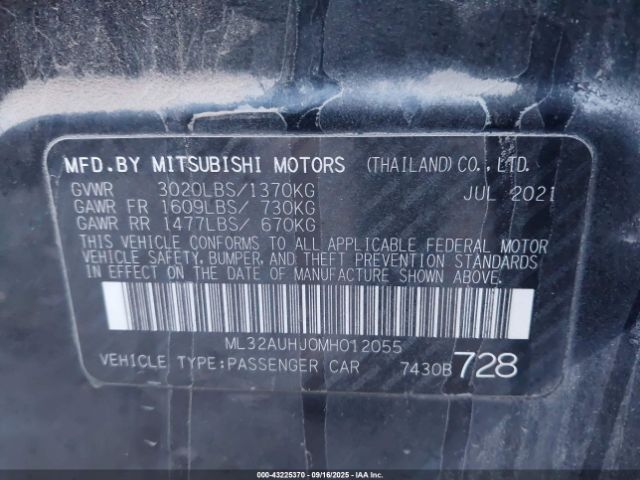 2021 MITSUBISHI MIRAGE ML32AUHJ0MH012055 Photo 8