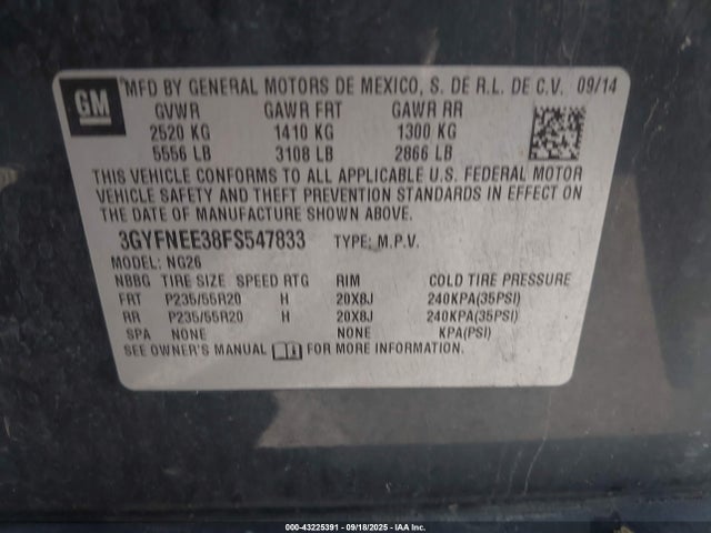 2015 CADILLAC SRX 3GYFNEE38FS547833 Photo 8