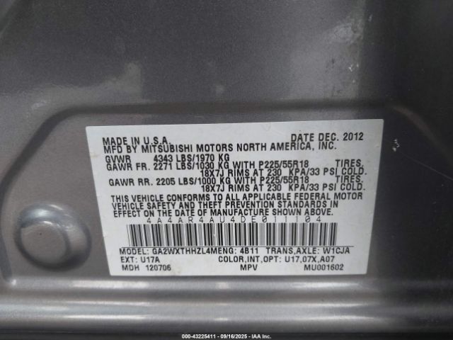 2013 MITSUBISHI OUTLANDER SPORT 4A4AR4AU4DE011104 Photo 8