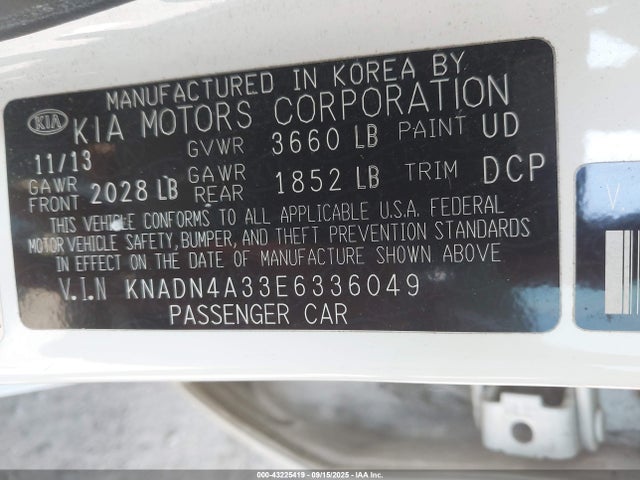 KIA dohc gamma 2014 KNADN4A33E6336049 Image 9