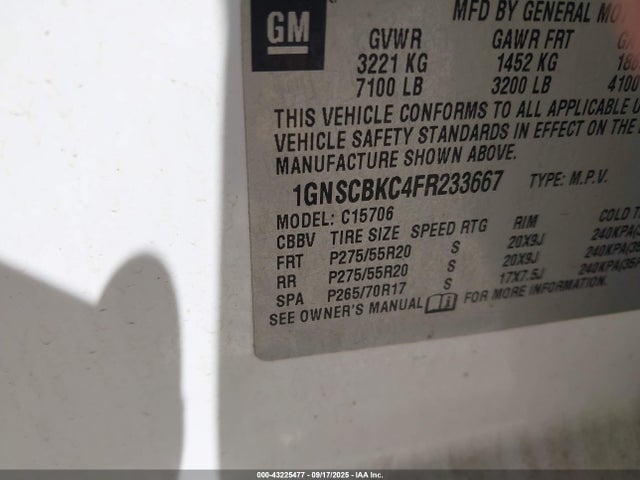 1GNSCBKC4FR233667 Chevrolet l83 - vvt, active fuel management, aluminum