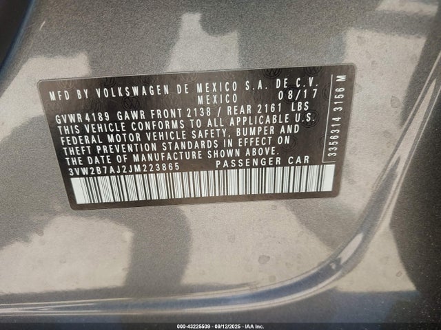 3VW2B7AJ2JM223865 Volkswagen tsi