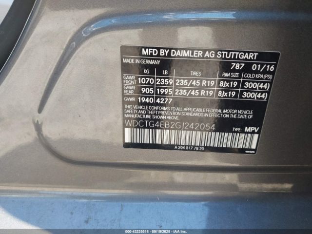 2016 MERCEDES-BENZ GLA 250 WDCTG4EB2GJ242054 Photo 8