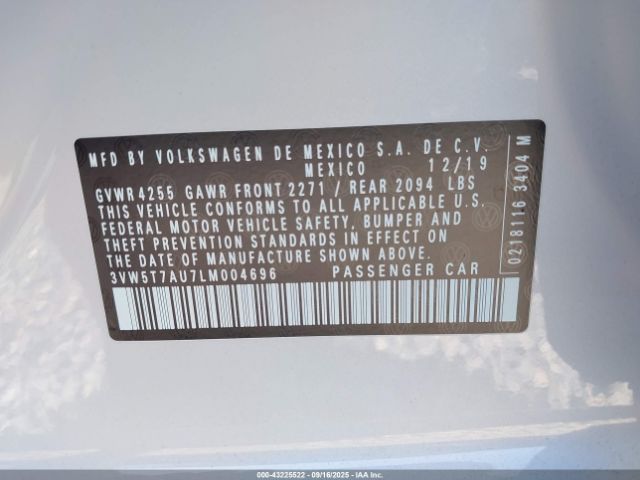 2020 VOLKSWAGEN GOLF GTI 3VW5T7AU7LM004696 Photo 8