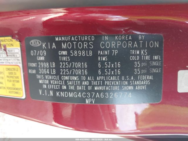 2010 KIA SEDONA KNDMG4C37A6326774 Photo 8