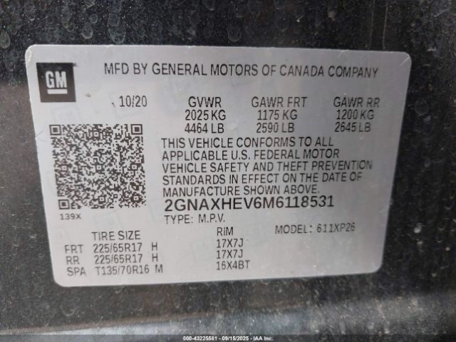 2021 CHEVROLET EQUINOX 2GNAXHEV6M6118531 Photo 8