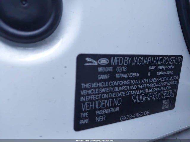 SAJBE4FX2JCY69951 Jaguar aj20p