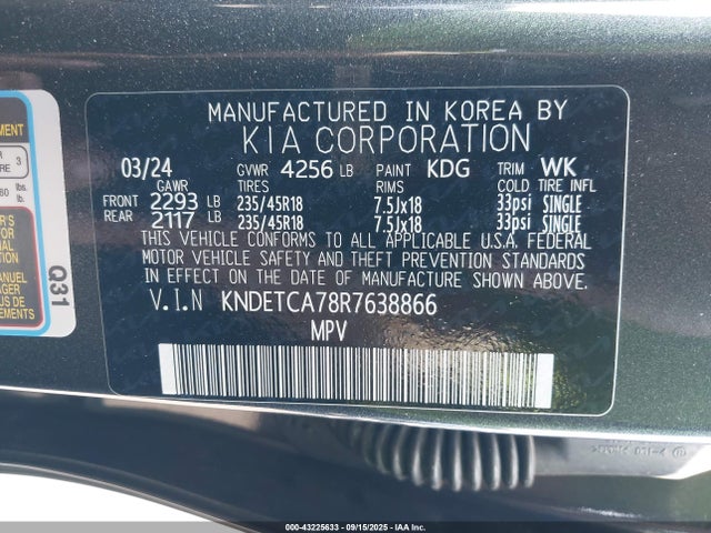KIA t-gdi gamma-ii 2024 KNDETCA78R7638866 Image 9