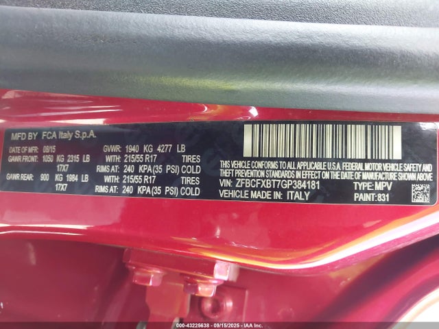 Fiat 2016 2016 ZFBCFXBT7GP384181 Image 9