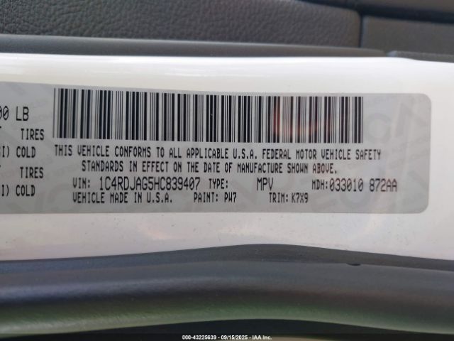 2017 DODGE DURANGO 1C4RDJAG5HC839407 Photo 8