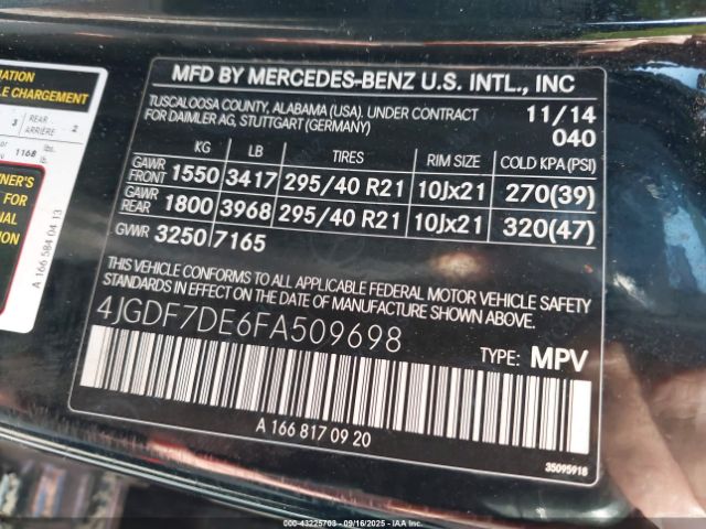 2015 MERCEDES-BENZ GL 550 4JGDF7DE6FA509698 Photo 8